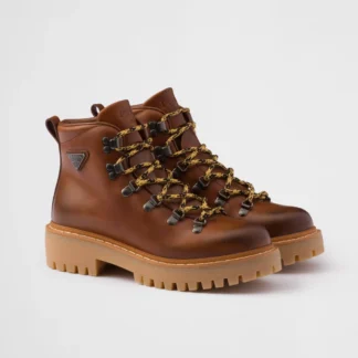 Prada Leather Lace-Up Ankle Boots