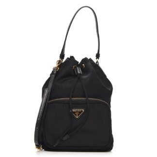 Prada Nylon Bucket Bag with Adjustable Straps and Iconic Triangle Logo