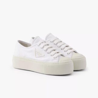 Prada Lace-Up Platform Sneakers with Contrasting Logo Insole