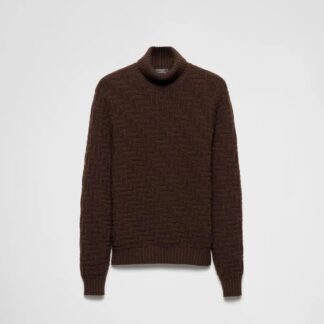 Prada Turtleneck Sweater with Embossed Texture and Iconic Branding