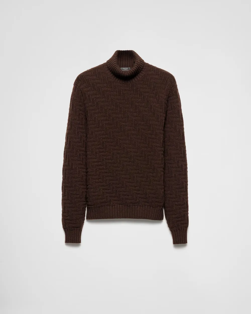 Prada Turtleneck Sweater with Embossed Texture and Iconic Branding - Image 6