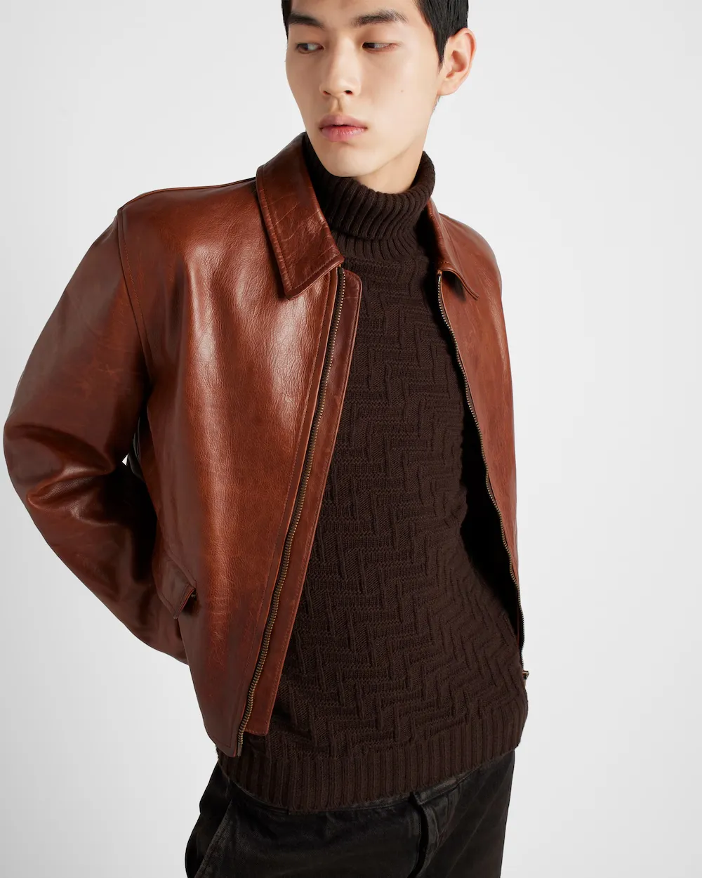 Prada Turtleneck Sweater with Embossed Texture and Iconic Branding - Image 3