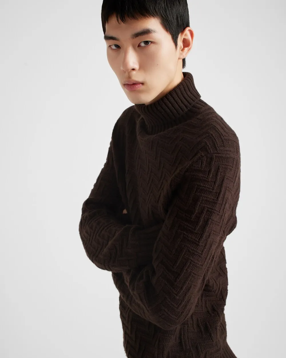 Prada Turtleneck Sweater with Embossed Texture and Iconic Branding - Image 2