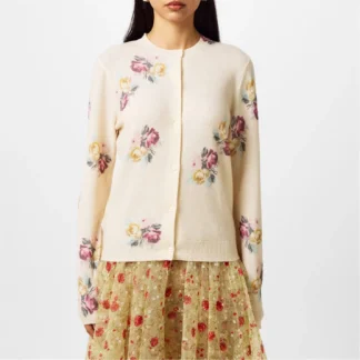 Prada Virgin Wool Floral Cardigan