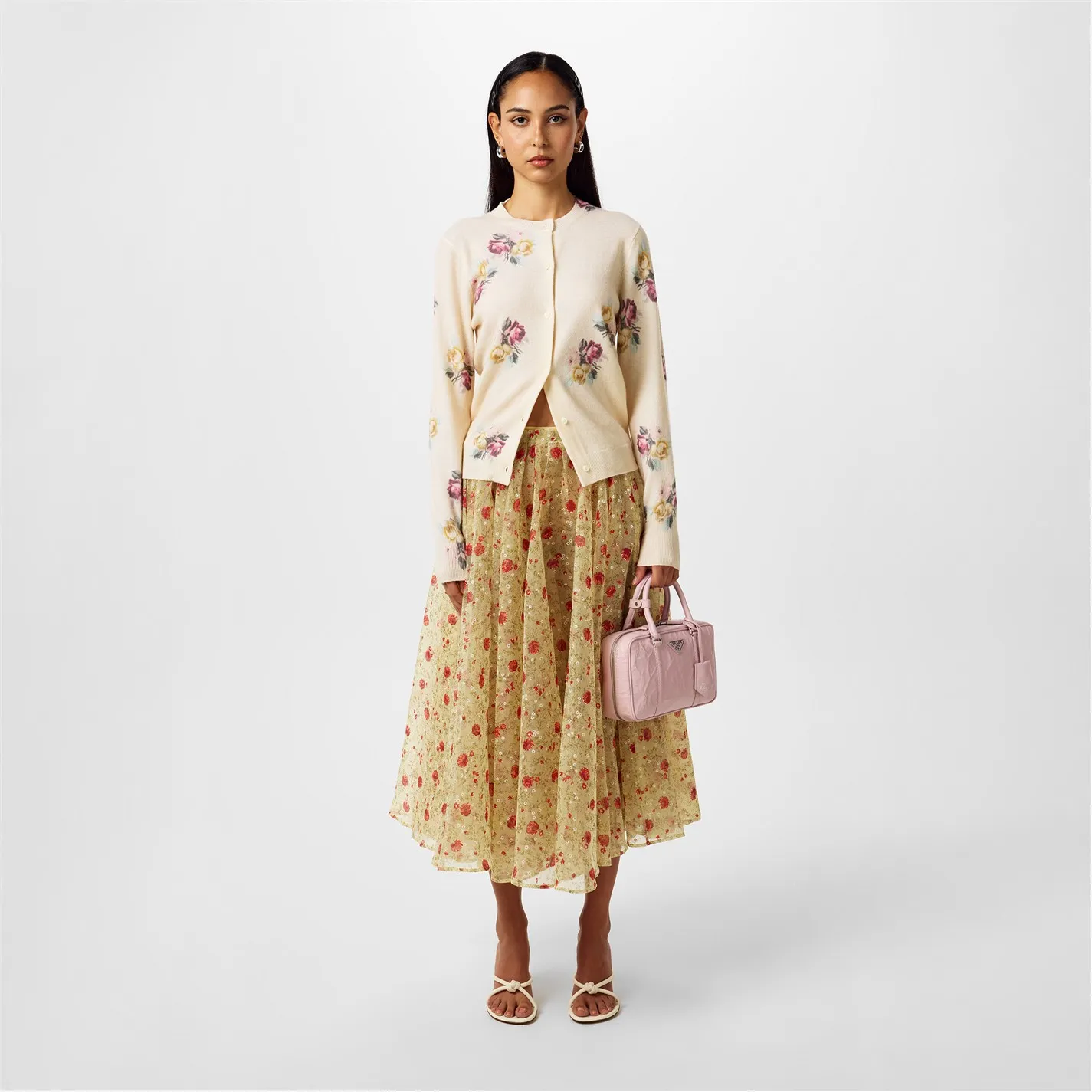 Prada Virgin Wool Floral Cardigan - Image 5