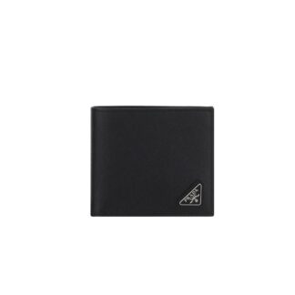 Prada Calfskin Billfold Wallet with Iconic Triangular Plaque