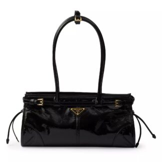 Prada Leather Shoulder Bag with Tubular Handles & Removable Strap
