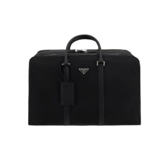 Prada Re-Nylon Travel Bag with Leather Details & Iconic Plaque