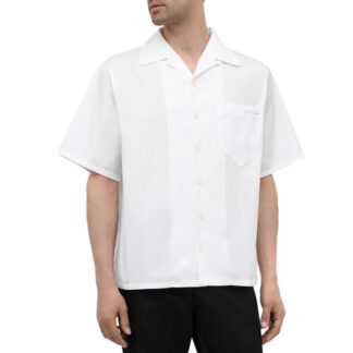 Prada Cuban Collar with Tone-on-Tone Stripes Cotton Shirt