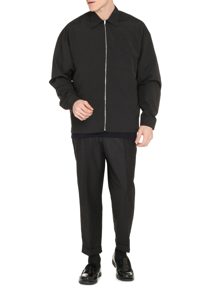 Prada Cotton Shirt with Zipper Details and Triangular Patch - Image 2