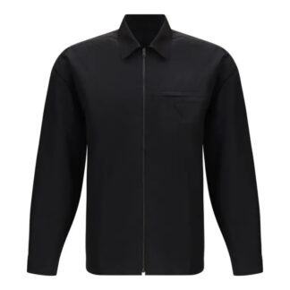 Prada Cotton Shirt with Zipper Details and Triangular Patch