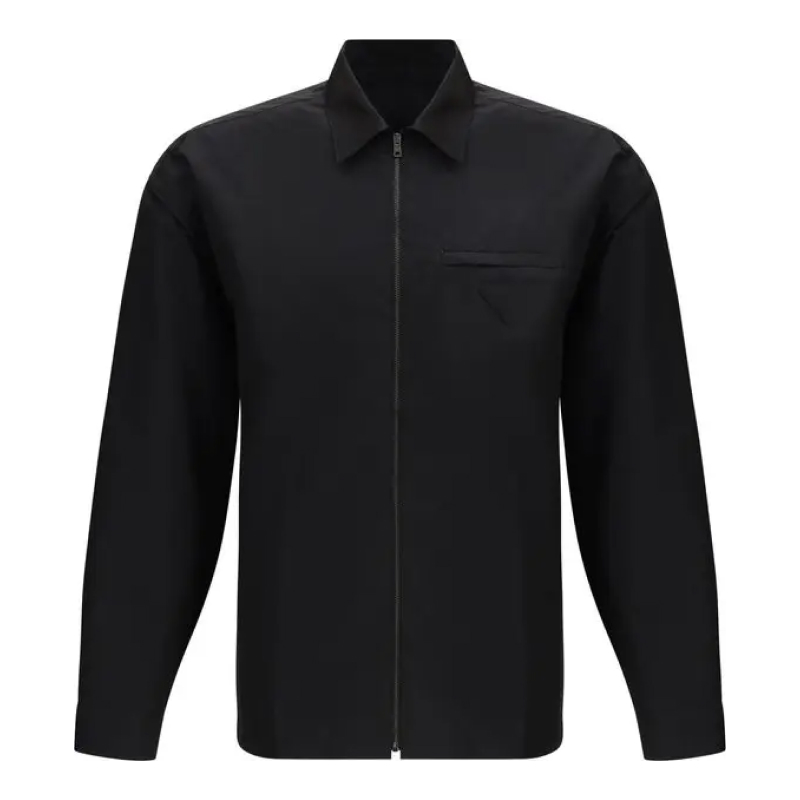 Prada Cotton Shirt with Zipper Details and Triangular Patch