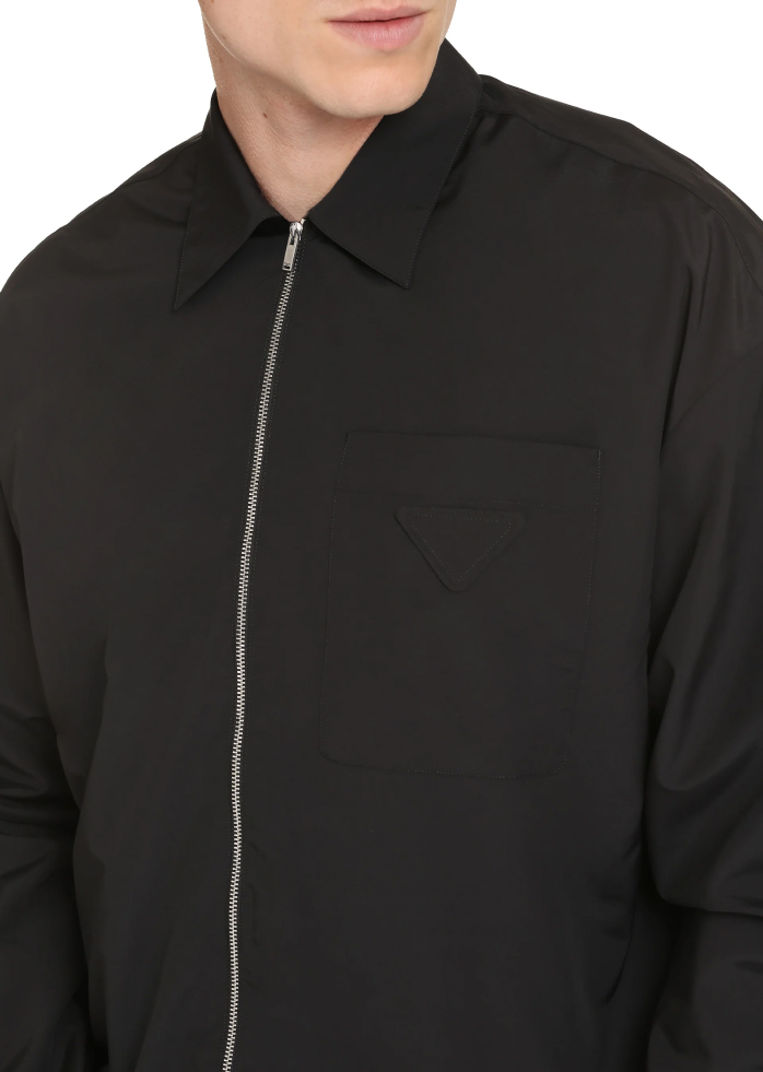 Prada Cotton Shirt with Zipper Details and Triangular Patch - Image 4