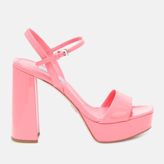 Prada Pink Patent Leather Block Heel Platform Sandals