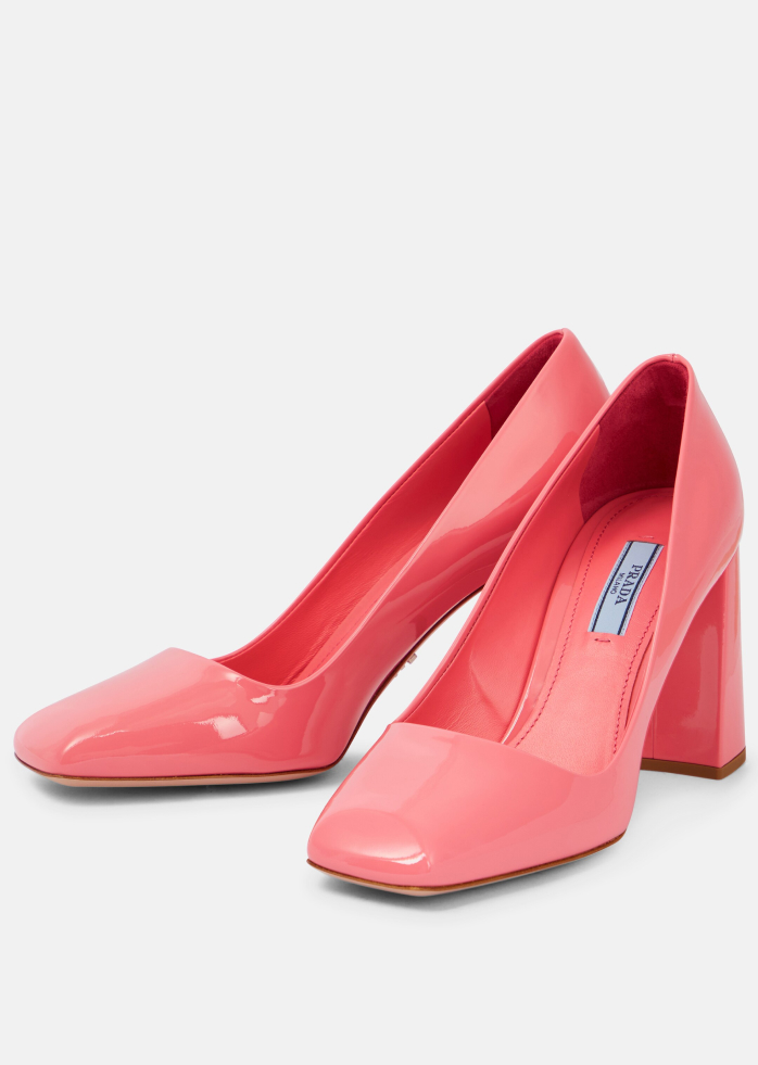 Prada Pink Leather Square Toe Heels Pumps - Image 2