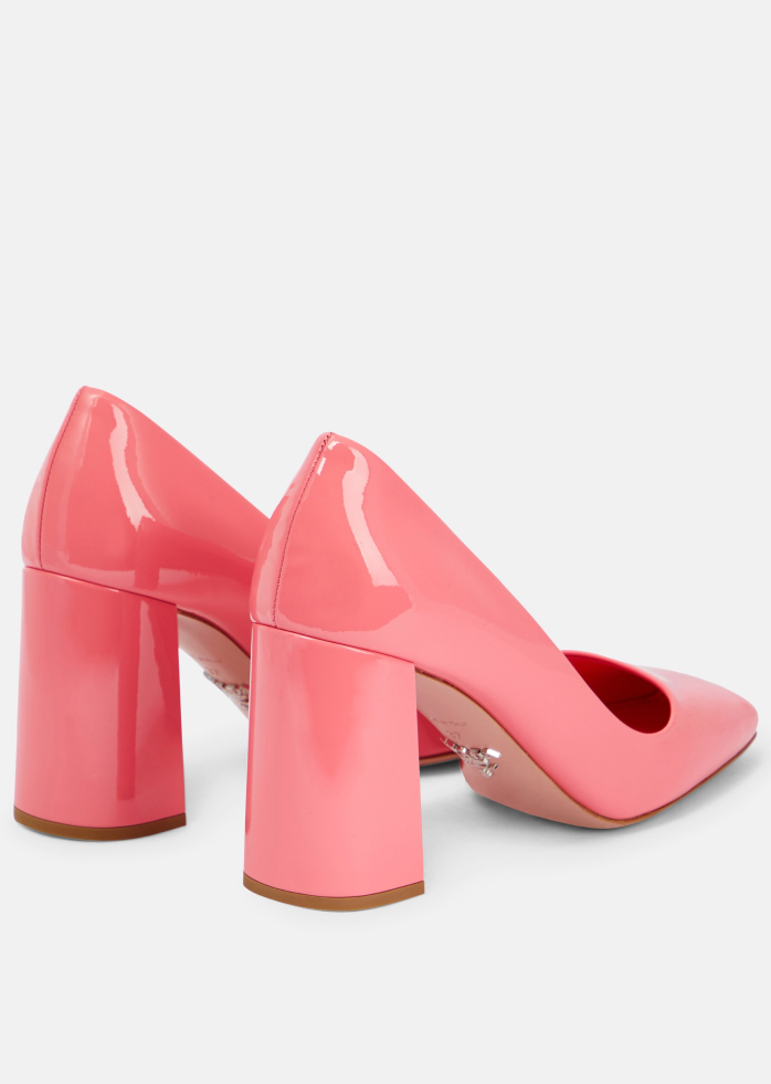 Prada Pink Leather Square Toe Heels Pumps - Image 4