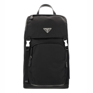 Prada Re-Nylon Backpack with Logo Appliqué and Mesh Panels