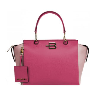 Baldinini Trend Fuchsia Textured Leather Handbag with Removable Handles and Shoulder Strap