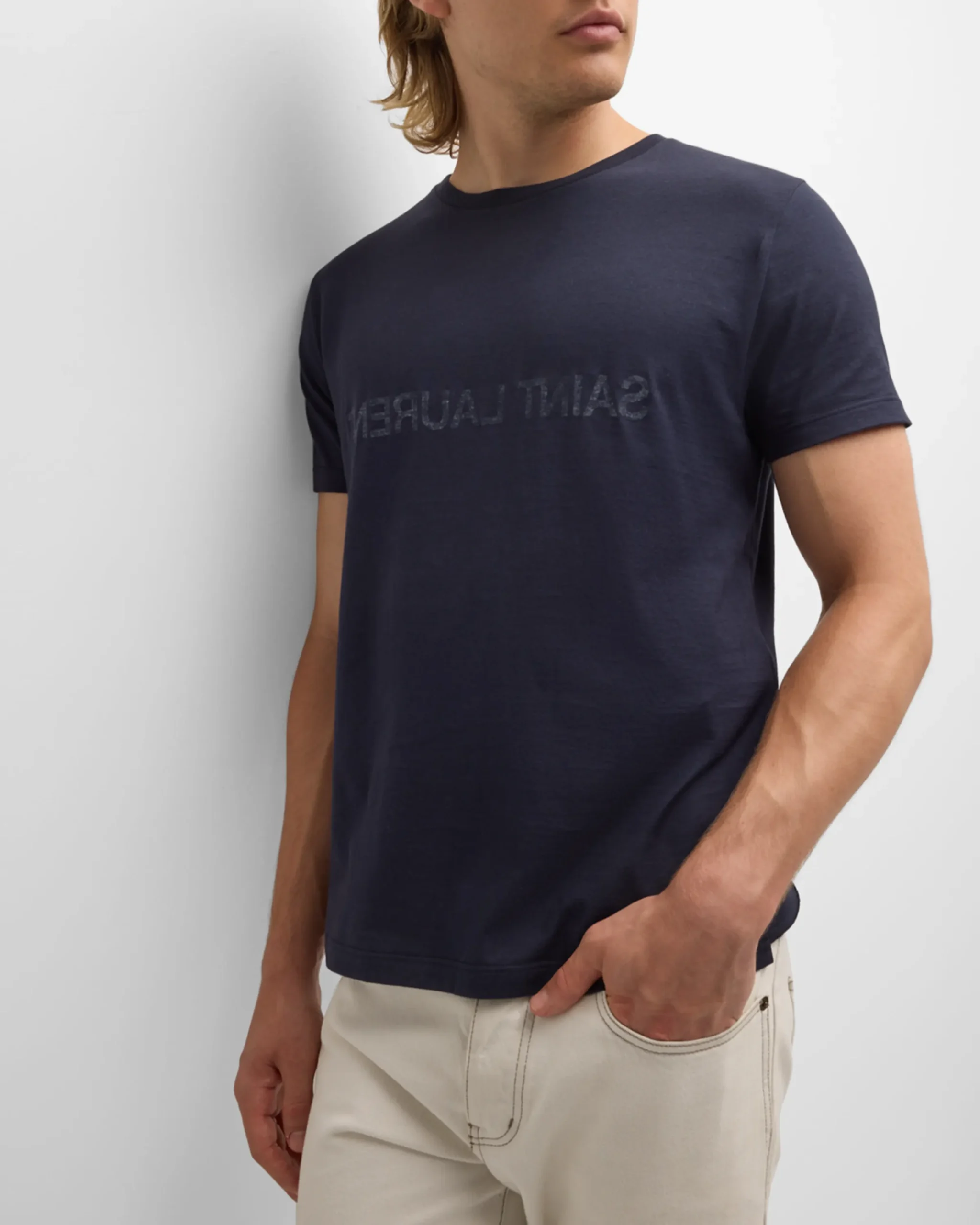 Saint Laurent Cotton T-Shirt with Iconic Monogram - Image 3