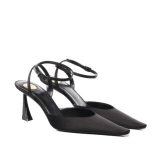 Saint Laurent Aimee Satin Slingback Pumps