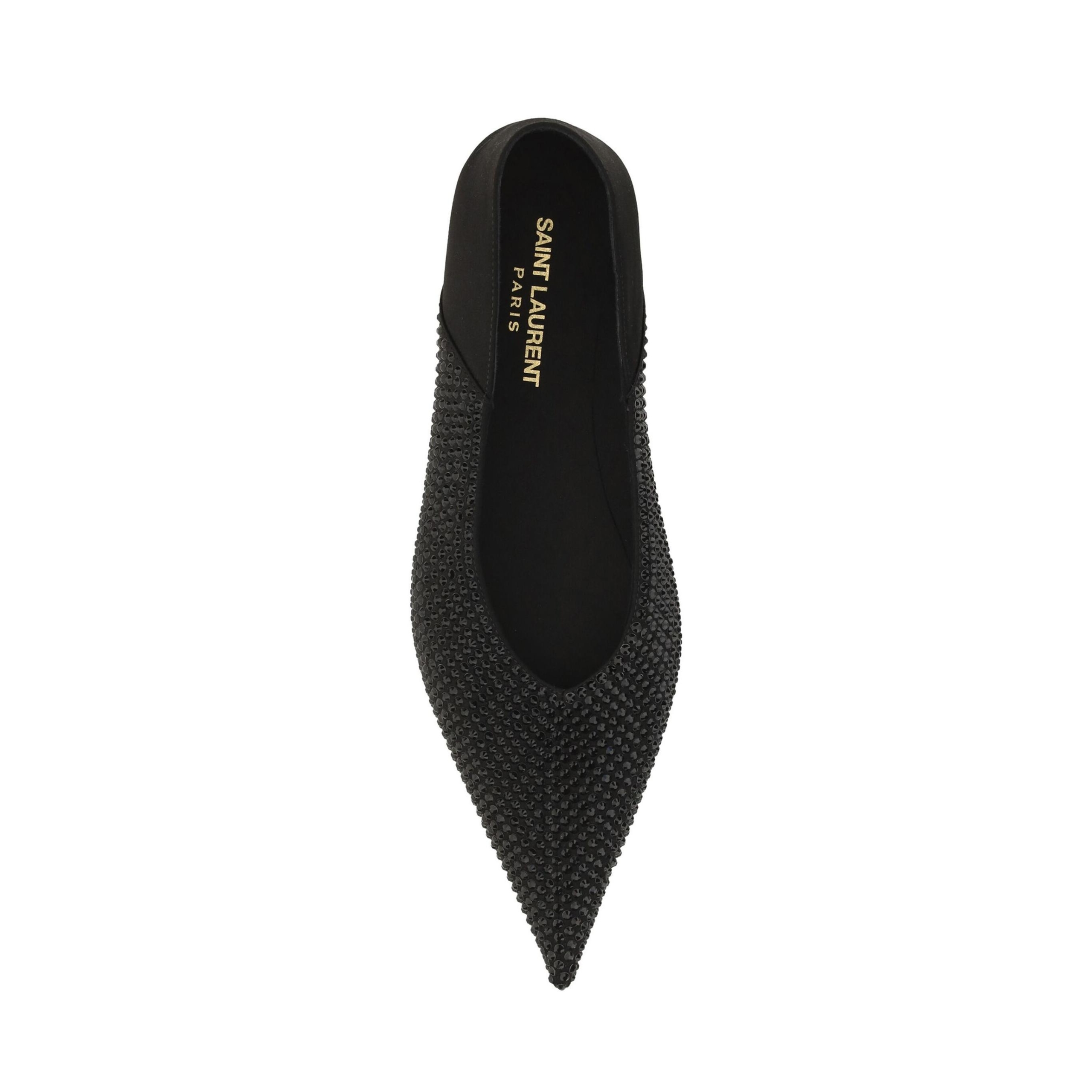 Saint Laurent Silk Satin Rhinestone Ballerinas - Image 5