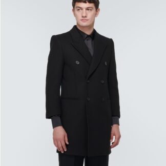Saint Laurent Double-Breasted Wool Coat with Spear Lapels