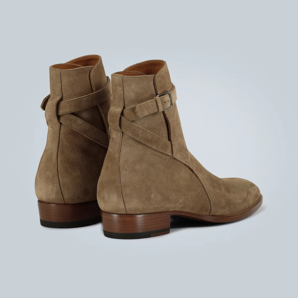 Saint Laurent Suede Calfskin Ankle Boots with Texan Pattern - Image 6