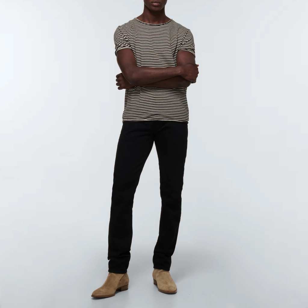 Saint Laurent Suede Calfskin Ankle Boots with Texan Pattern - Image 3