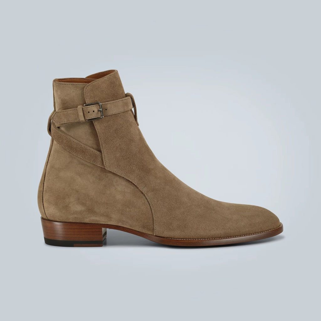 Saint Laurent Suede Calfskin Ankle Boots with Texan Pattern - Image 2
