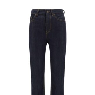 Saint Laurent Cotton Jeans with Straight Fit and Signature Leather Patch