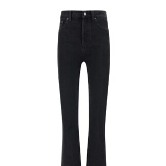 Saint Laurent Cotton Denim Pants with Leather Patch and Straight Fit