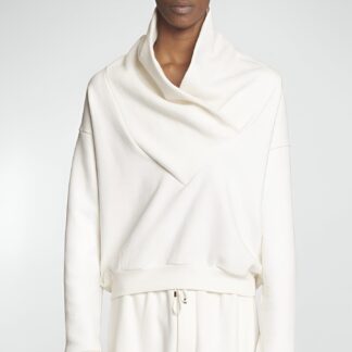 Saint Laurent Cotton Sweatshirt with Shawl Collar and Monochrome Pattern