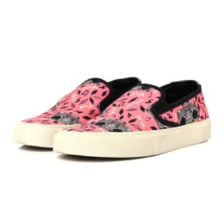 Saint Laurent Pink Canvas Slip-On with Radio Print