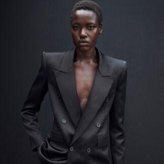 Saint Laurent Wool Blazer Jacket with Double-Breasted Front Closure