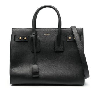Saint Laurent Sac De Jour Handbag in Black Calf Leather