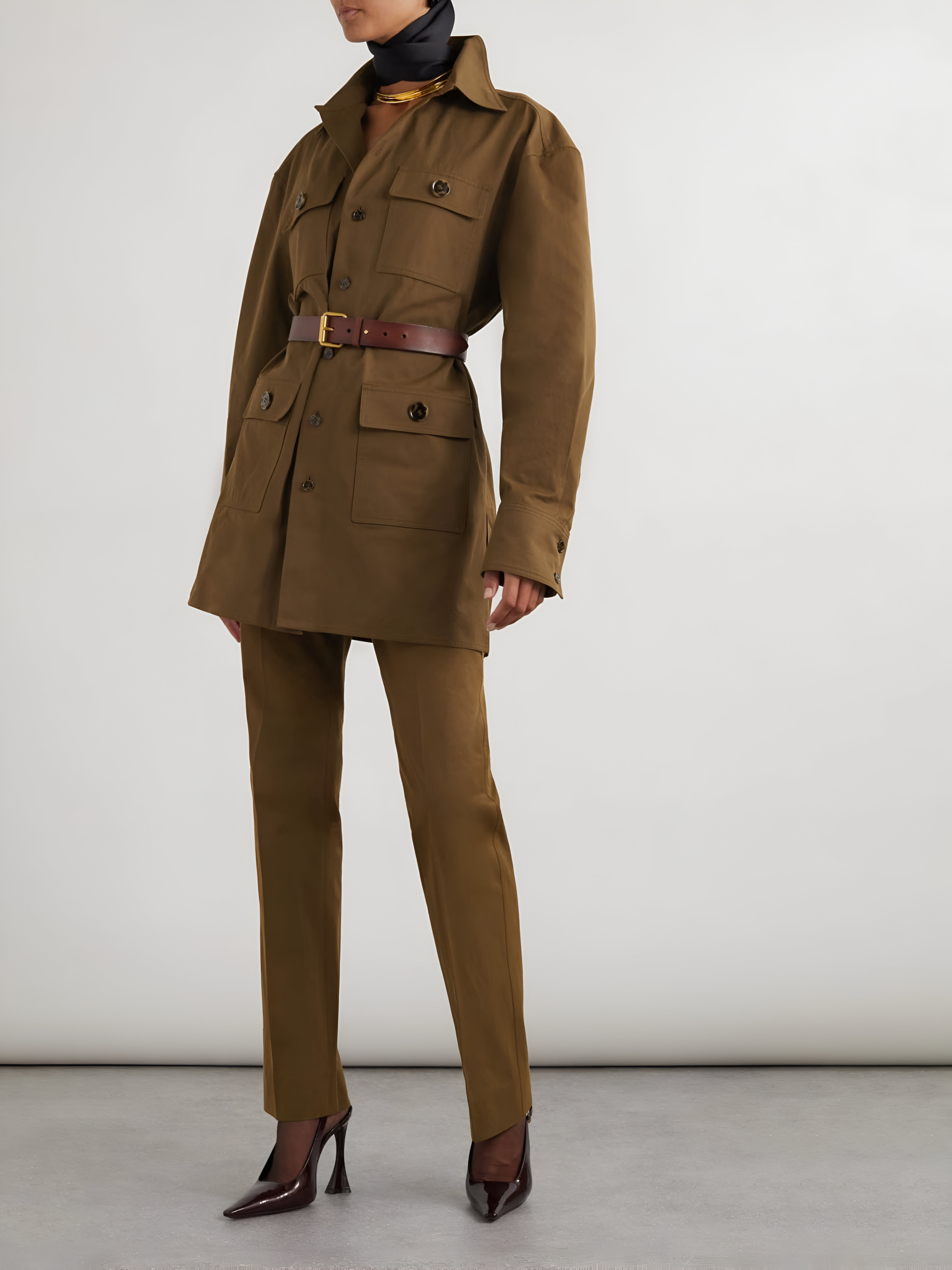 Saint Laurent Cotton Pants with Monochrome Pattern and Regular Fit - Image 3