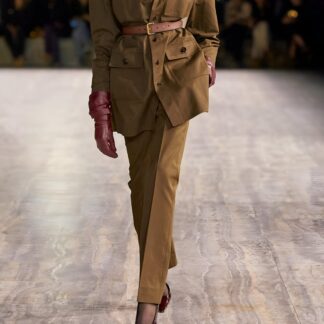 Saint Laurent Cotton Pants with Monochrome Pattern and Regular Fit