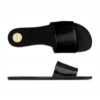 Saint Laurent Calfskin Carlyle Sandals with Shiny Leather and Open Toe