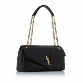 Saint Laurent Lambskin Calypso Shoulder Bag with YSL Logo and Chain Handle