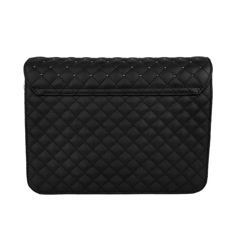 Baldinini Trend Elegant Black Quilted Leather Shoulder Bag with Studded Design and Golden Logo - Image 3