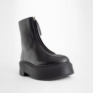 The Row Calfskin Ankle Boots with Platform Sole and Block Heel