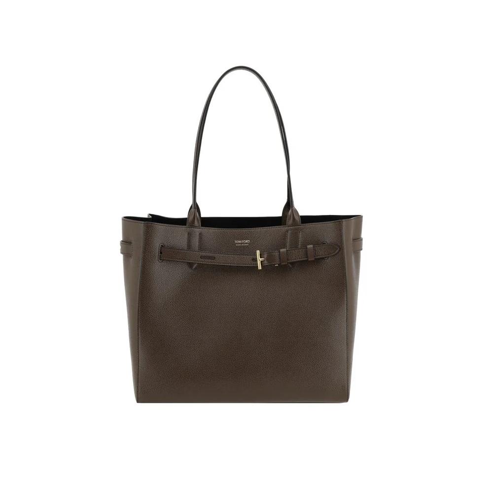 Tom Ford Medium Leather Shoulder Tote Bag with Monogram Detail