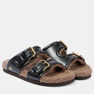 Valentino Garavani Leather Fussfriend Shearling Sandals