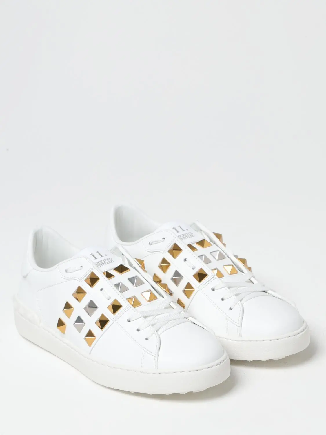 Valentino Garavani White Leather Rockstud Sneakers - Image 2