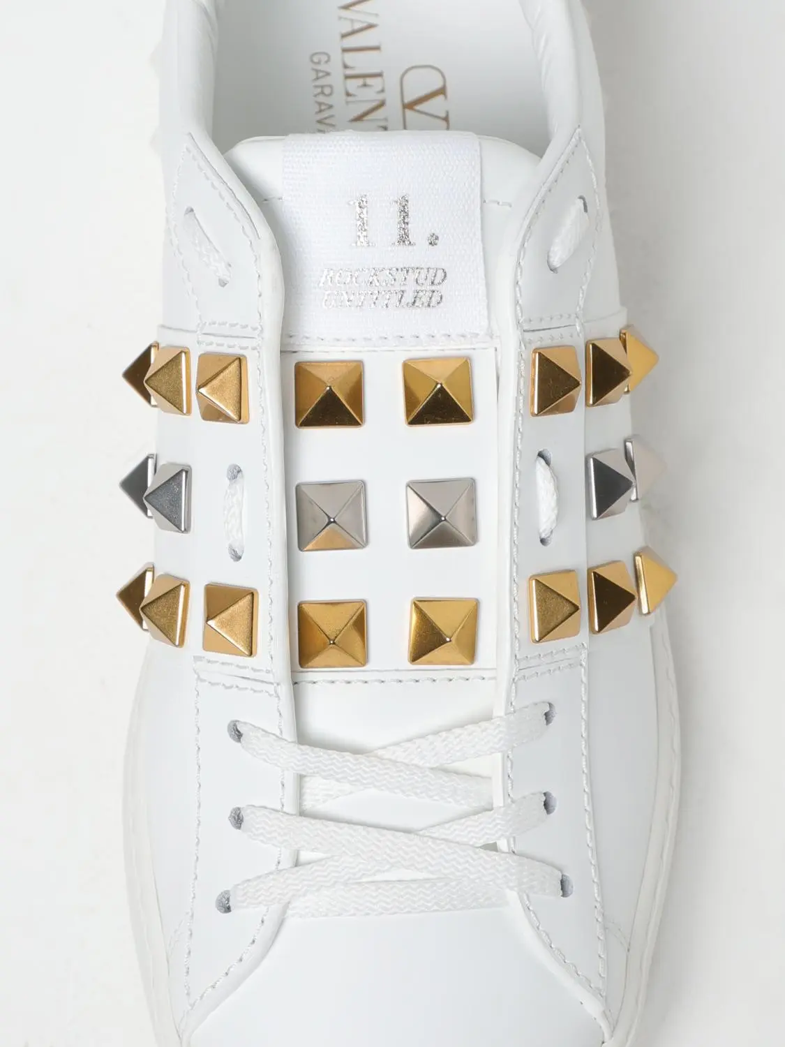Valentino Garavani White Leather Rockstud Sneakers - Image 5