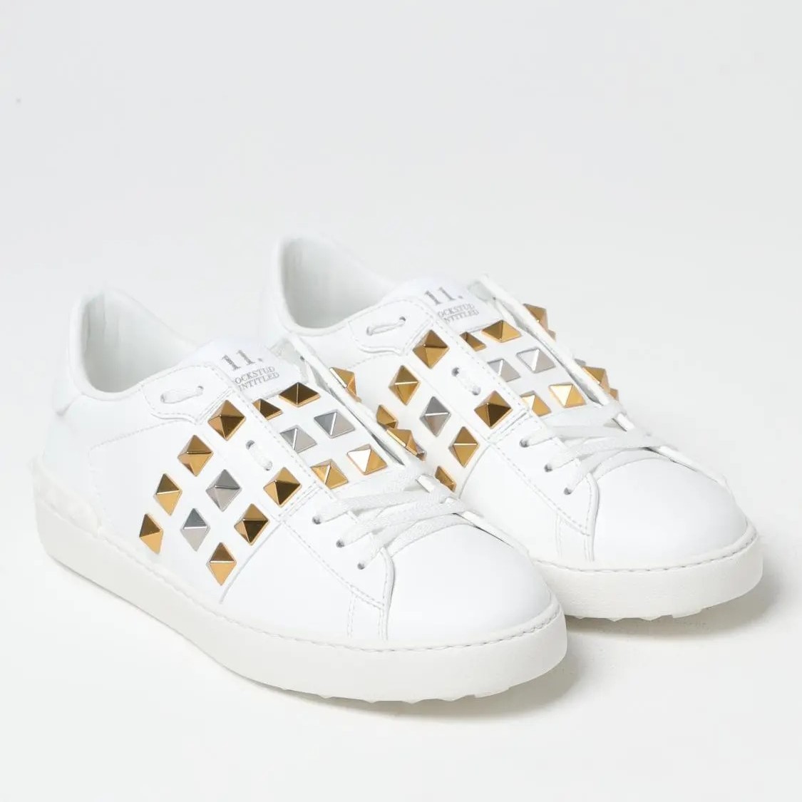Valentino Garavani White Leather Rockstud Sneakers