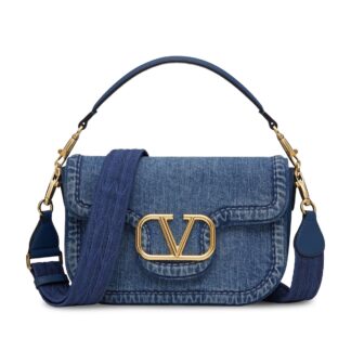 Valentino Garavani Denim Shoulder Bag with VLogo