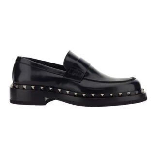 Valentino Garavani Calfskin Rockstud M-Way Loafers with Leather Heel