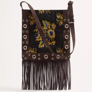 Valentino Garavani Leather Shoulder Bag with Floral Embroidery & Fringing
