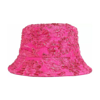 Valentino Garavani Silk Blend Bucket Hat with Metallic Floral Jacquard Embroidery